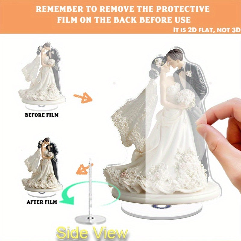 2D Flat - A Two-Dimensional Rotating Acrylic Sculpture of a Couple in an Embrace, Perfect for Wedding Gifts, Anniversaries, And As Meaningful Mementos to Honor Love And Treasured Memories. ferrersa