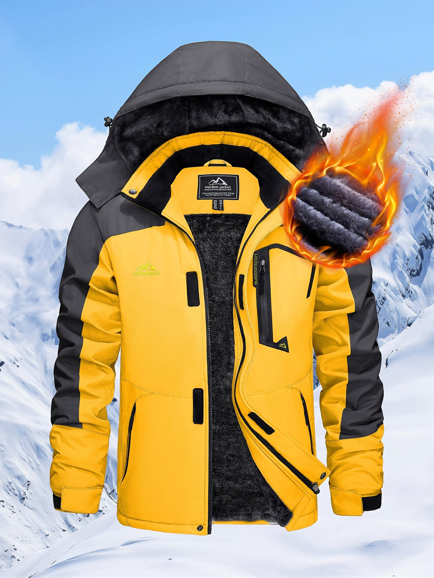 Men'S Winter Ski Jackets Warm Fleece Lined Coats Waterproof Windproof Hooded Thermal Outdoor Parka Thick Sport Hiking Jogging Camping Fishing Climbing Traveling Skiing Snowboarding Casual Windbreaker ferrersa