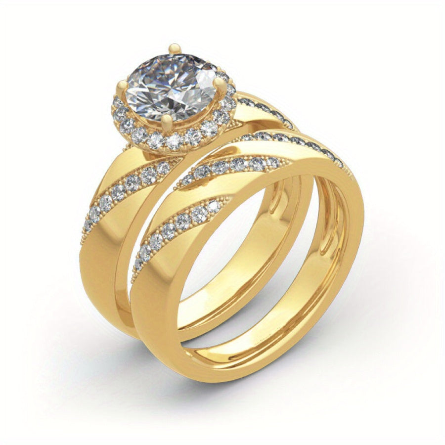 Set of 2 Sparkling Zirconia Rings, Perfect for Valentine'S Day, Holidays, Daily Wear, Romantic Dates, Celebrations, Weddings, Engagements, Proposal Rings, Ideal for Wives, Girlfriends, Mother'S Birthdays, Anniversaries, New Y ferrersa