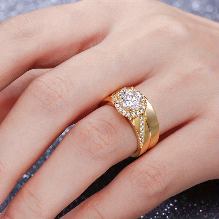 Set of 2 Sparkling Zirconia Rings, Perfect for Valentine'S Day, Holidays, Daily Wear, Romantic Dates, Celebrations, Weddings, Engagements, Proposal Rings, Ideal for Wives, Girlfriends, Mother'S Birthdays, Anniversaries, New Y ferrersa