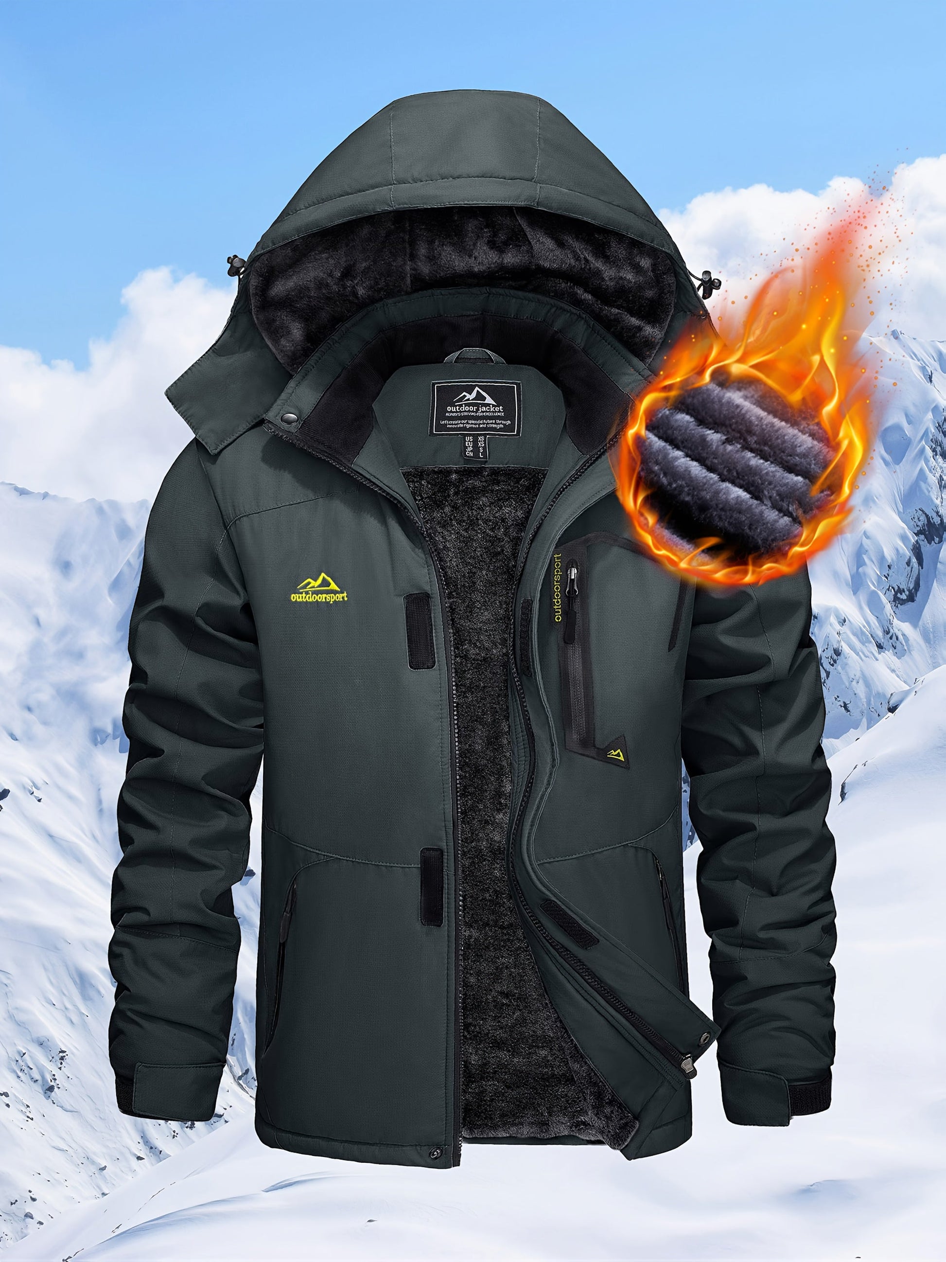 Men'S Winter Ski Jackets Warm Fleece Lined Coats Waterproof Windproof Hooded Thermal Outdoor Parka Thick Sport Hiking Jogging Camping Fishing Climbing Traveling Skiing Snowboarding Casual Windbreaker ferrersa