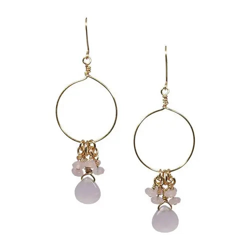 Pink Chalcedony and Jade Cluster Hoop Earrings ferrersa