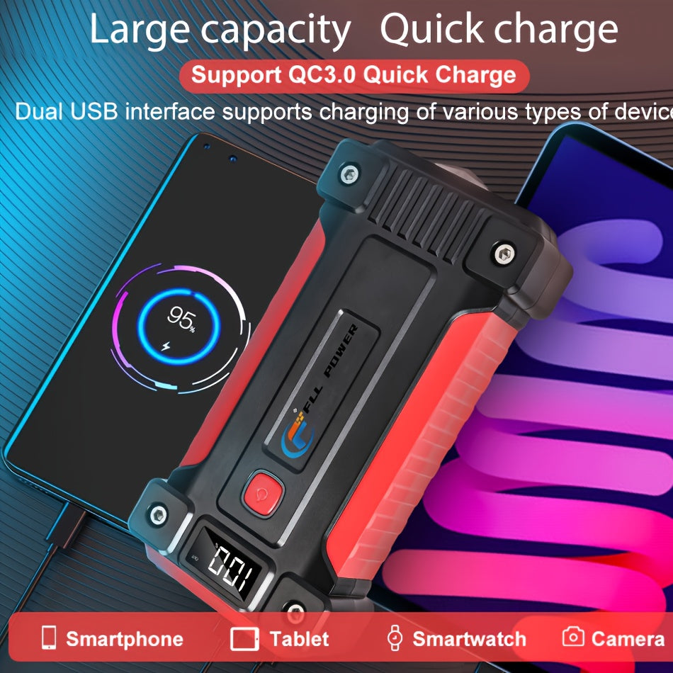 [Portable Car Jump Starter] 2500A Portable 12V Car Jump Starter Power Bank - Battery Booster Charger Starting Device for Petrol Diesel Car Starter Buster (6.0L Gas or 5.0L Diesel Engine) ferrersa