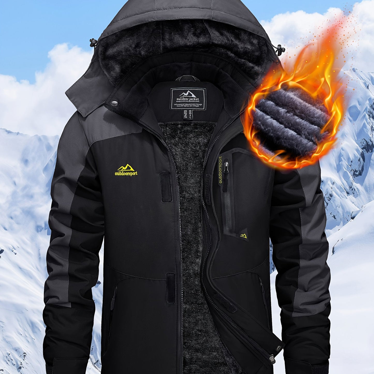 Men'S Winter Ski Jackets Warm Fleece Lined Coats Waterproof Windproof Hooded Thermal Outdoor Parka Thick Sport Hiking Jogging Camping Fishing Climbing Traveling Skiing Snowboarding Casual Windbreaker ferrersa