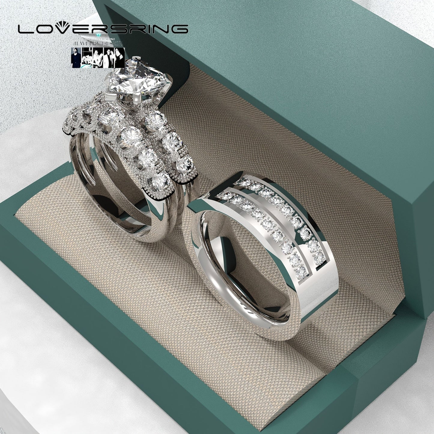 Bridal Sets Wedding Ring Sets His And Hers Promise Ring Couples Bridal Sets Women S925 Sterling Silvery Moissanite Man Titanium Wedding Bands With Couple Ring Box ferrersa