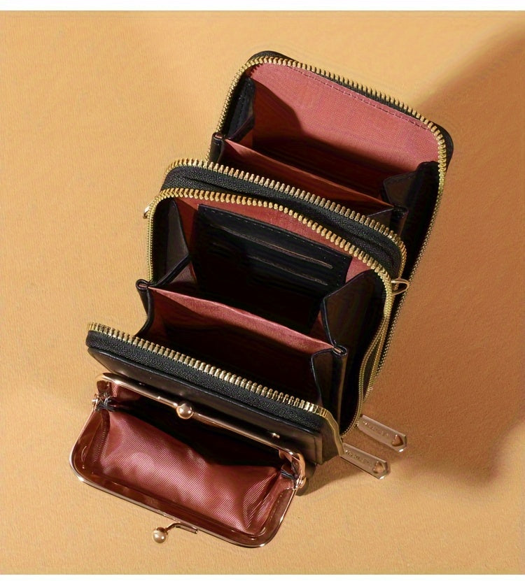 [Elegant Phone Wallet] Elegant and Fashionable Phone Wallet | Secure Kiss Lock Design, Lightweight and Neat - Holds Phone, Large Cash Cards, Small Cosmetics - Must-Have for Women Traveling ferrersa