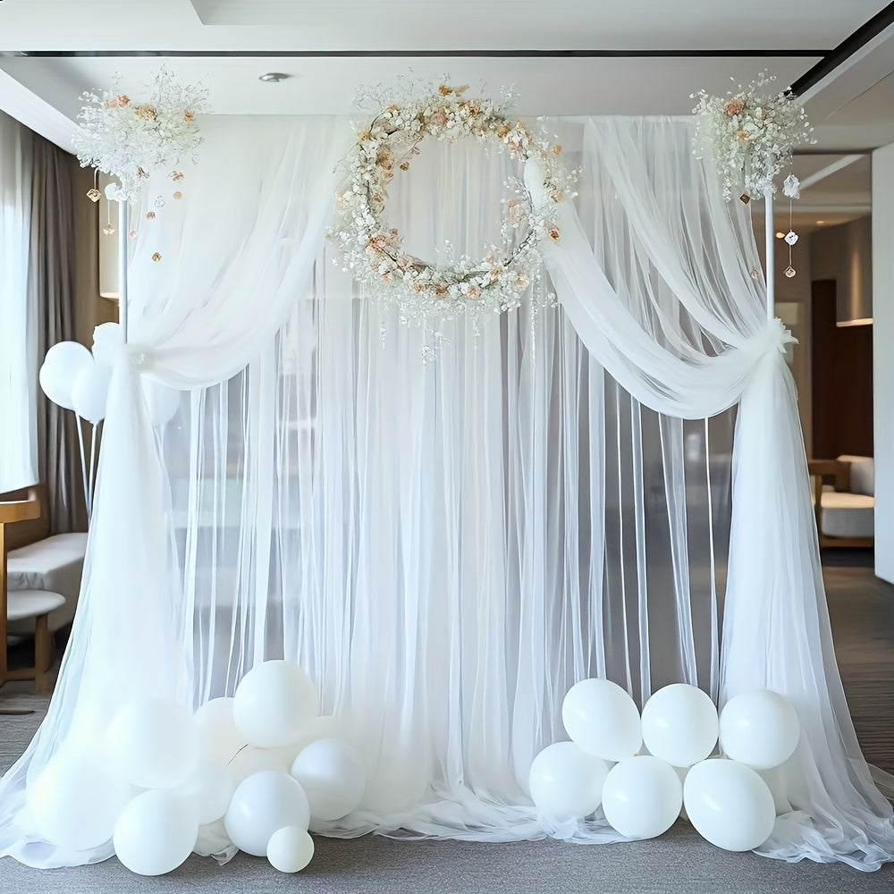 2pcs 59x118 Inch Sheer Tulle Backdrop Curtains - Premium Polyester Wedding Birthday Photo Booth Decor, Lightweight Transparent Background Drapes for Parties, Photography, Christmas, Valentine’s Day & More, Party Decorations ferrersa
