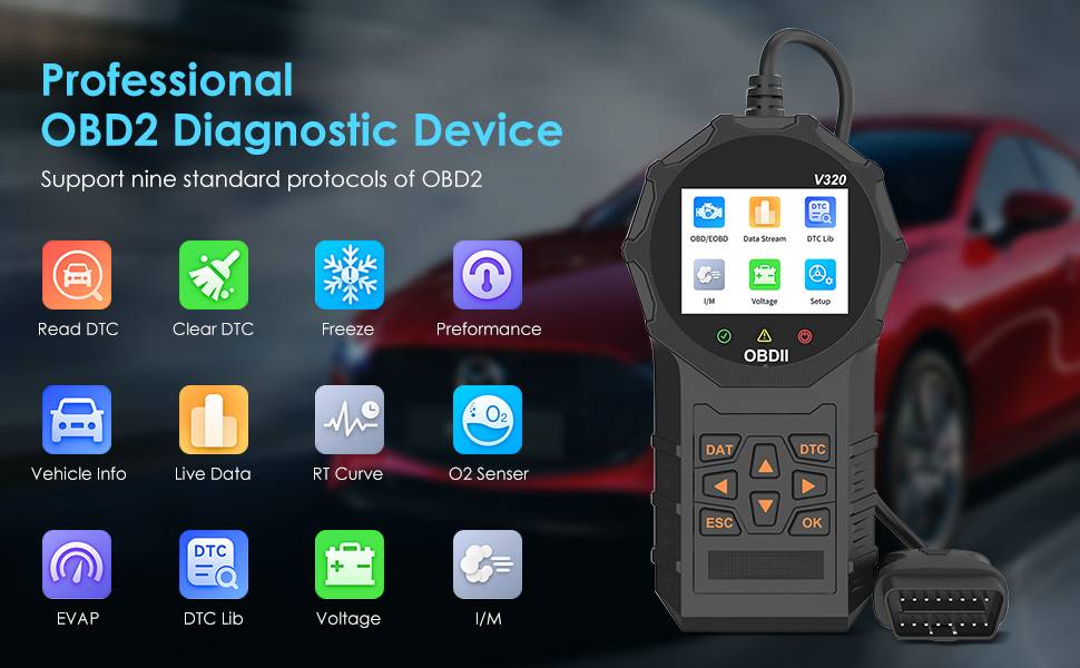 Automotive OBD2 Scanner OBD Code Reader Car Check Engine Fault Diagnostic Tool DC-Powered by People