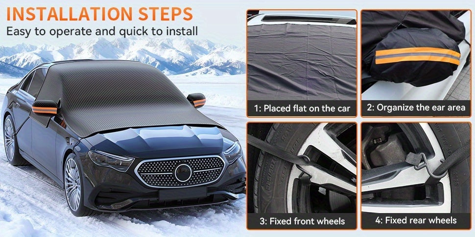 Magnetic Car Windshield Snow Cover - Heavy-Duty Oxford Fabric Windshield with 5- Anti-Snow Shield, Portable Scratch-Resistant Cover Suitable for /SUVs, Winter Car Accessory (No Drill Installation) ferrersa