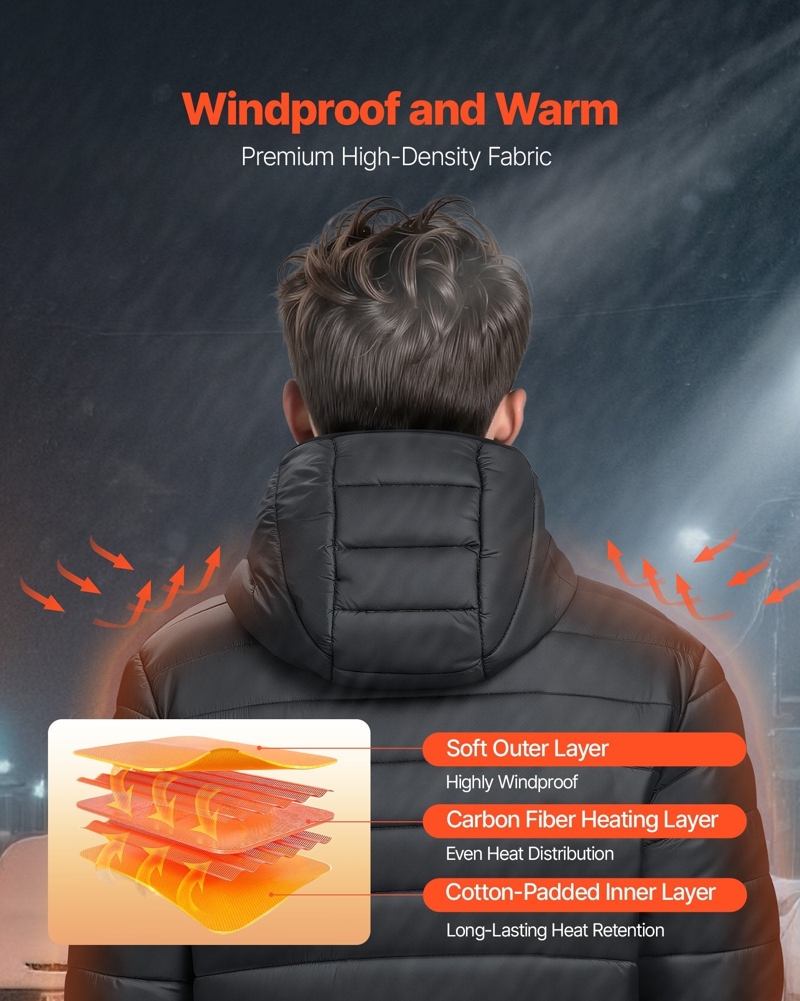 Heated Jacket For Women With 7.4V Battery, Soft Shell Electric Heating Coat, Windproof Lightweight Outerwear With 4 Heating Zones & 3 Heat Settings, For Hiking, Outdoor Work, Black, L Size DC-Powered by People