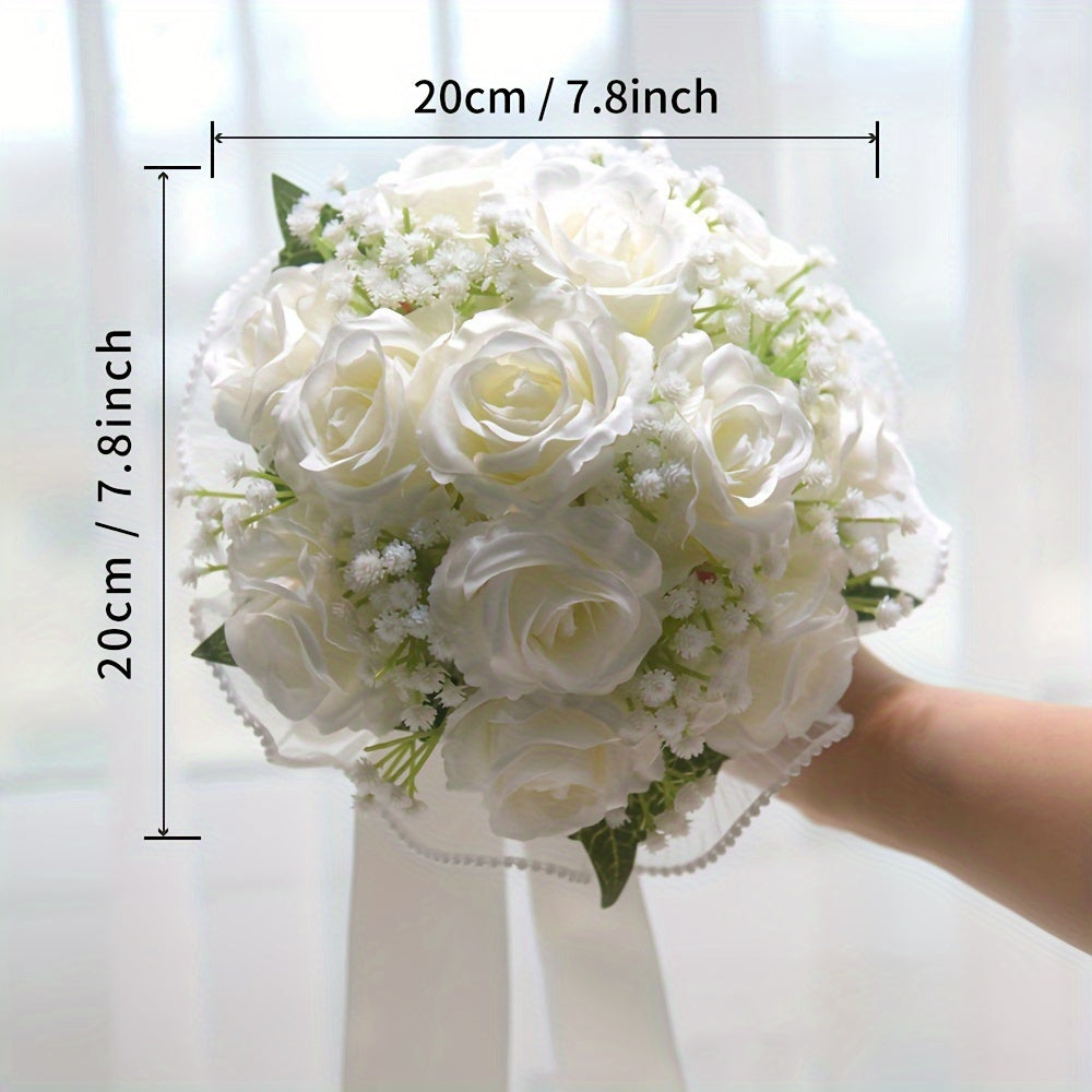 Artificial Rose Bouquet for Wedding, Engagement, Bride, Bridesmaid, Wedding Decoration, Holiday, Birthday Gift, and Photography ferrersa