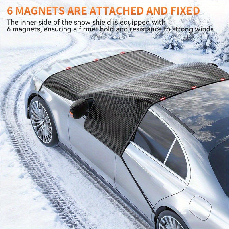 Magnetic Car Windshield Snow Cover - Heavy-Duty Oxford Fabric Windshield with 5- Anti-Snow Shield, Portable Scratch-Resistant Cover Suitable for /SUVs, Winter Car Accessory (No Drill Installation) ferrersa