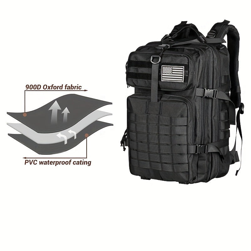 Outdoor Sports Backpack, Large Capacity Tactical Bag with MOLLE Expansion, 2D Buckles, Zipper Closure, Polyester ferrersa