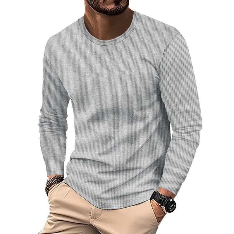 Round Neck Waffle Casual Top For Men ferrersa