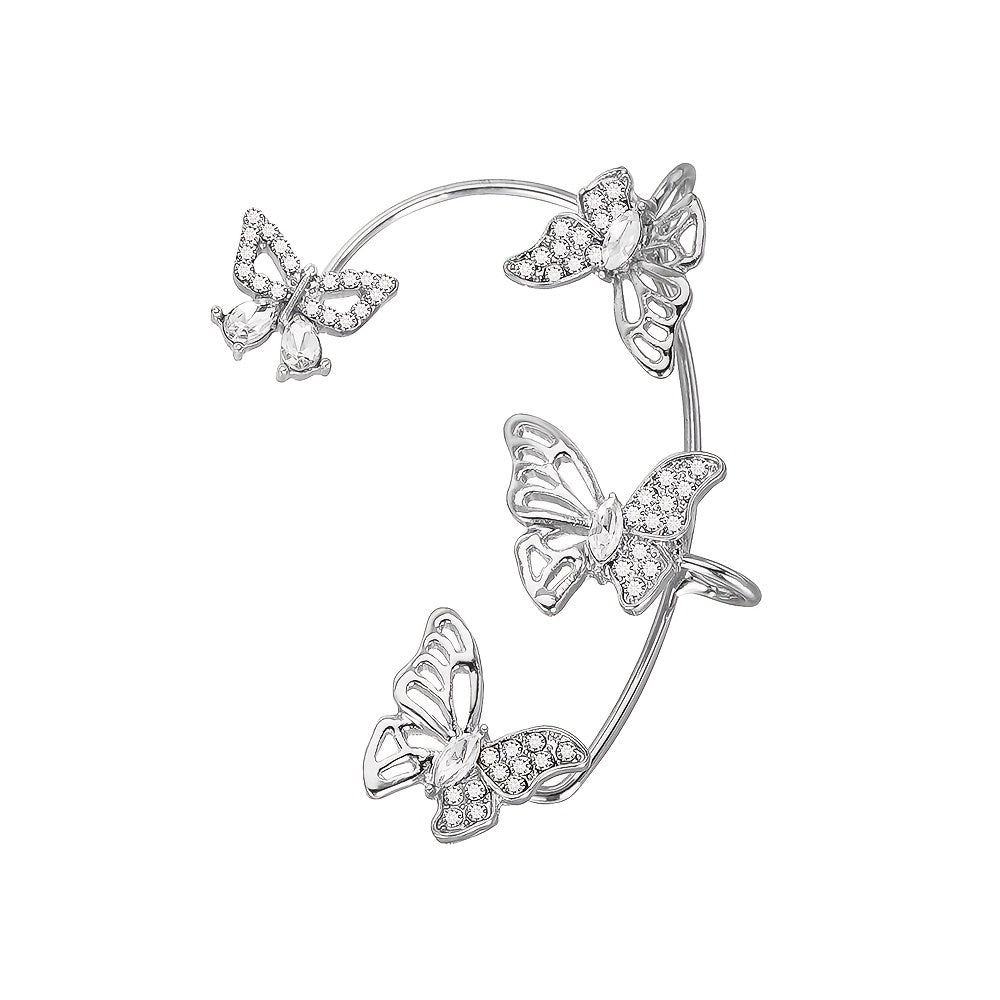 Women'S Elegant Butterfly Ear Cuffs - No-Piercing Ear Hooks, Synthetic Gemstone Accents, Everyday & Formal Jewelry for Parties, Weddings, Everyday Outfits - Non-Piercing Ear Clips for Sensitive Light Beige, Party Accessories, ferrersa