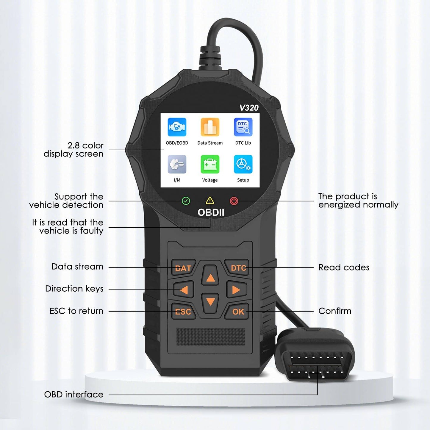 Automotive OBD2 Scanner OBD Code Reader Car Check Engine Fault Diagnostic Tool DC-Powered by People