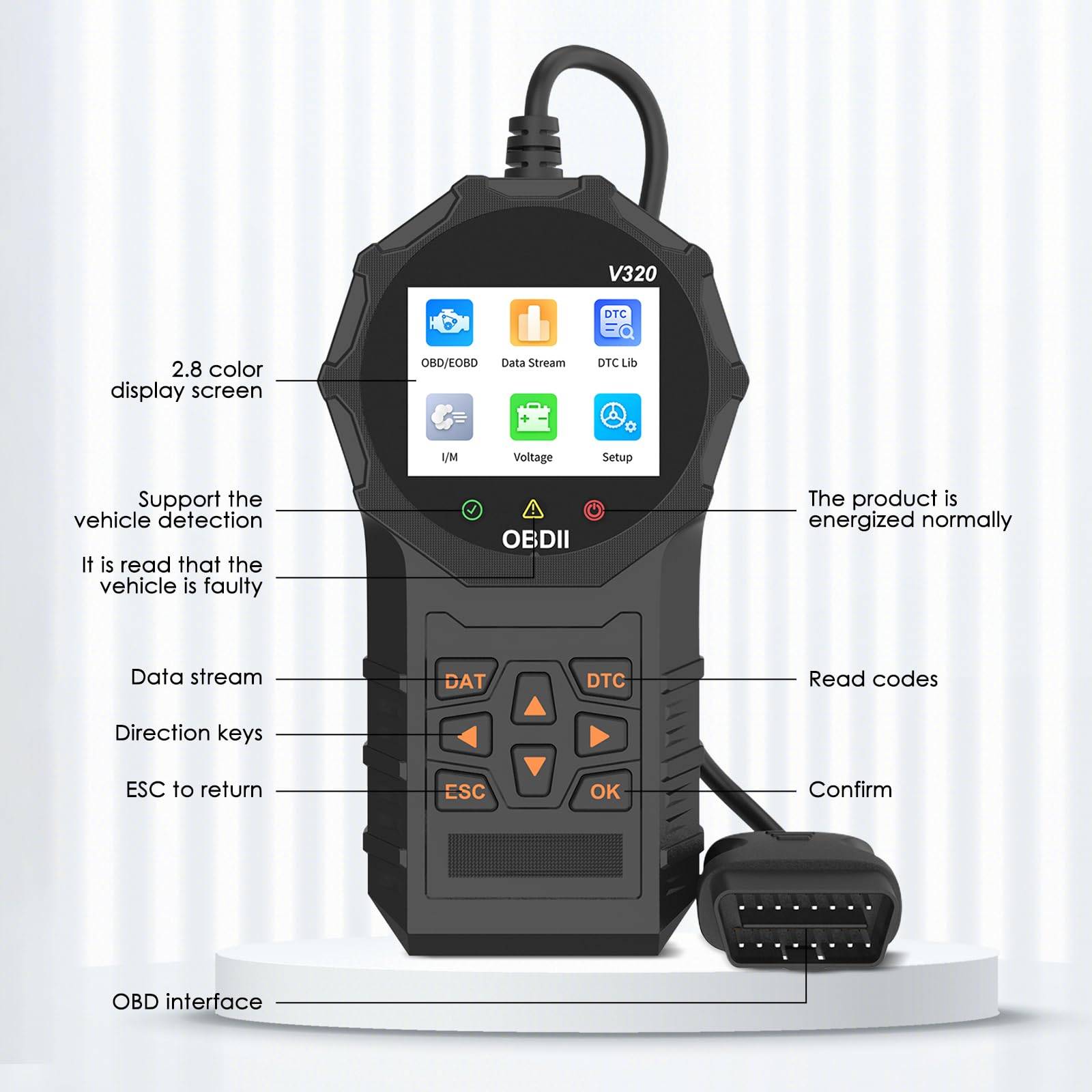 Automotive OBD2 Scanner OBD Code Reader Car Check Engine Fault Diagnostic Tool DC-Powered by People