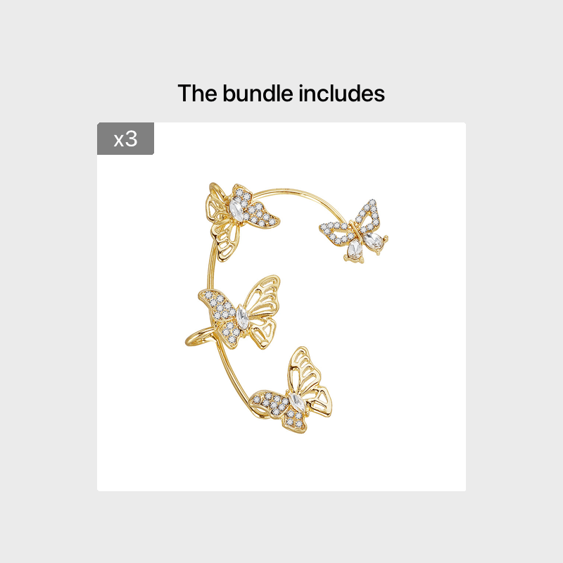 Women'S Elegant Butterfly Ear Cuffs - No-Piercing Ear Hooks, Synthetic Gemstone Accents, Everyday & Formal Jewelry for Parties, Weddings, Everyday Outfits - Non-Piercing Ear Clips for Sensitive Light Beige, Party Accessories, ferrersa