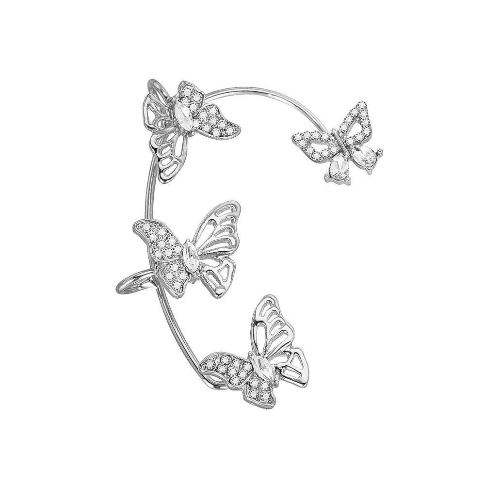 Women'S Elegant Butterfly Ear Cuffs - No-Piercing Ear Hooks, Synthetic Gemstone Accents, Everyday & Formal Jewelry for Parties, Weddings, Everyday Outfits - Non-Piercing Ear Clips for Sensitive Light Beige, Party Accessories, ferrersa