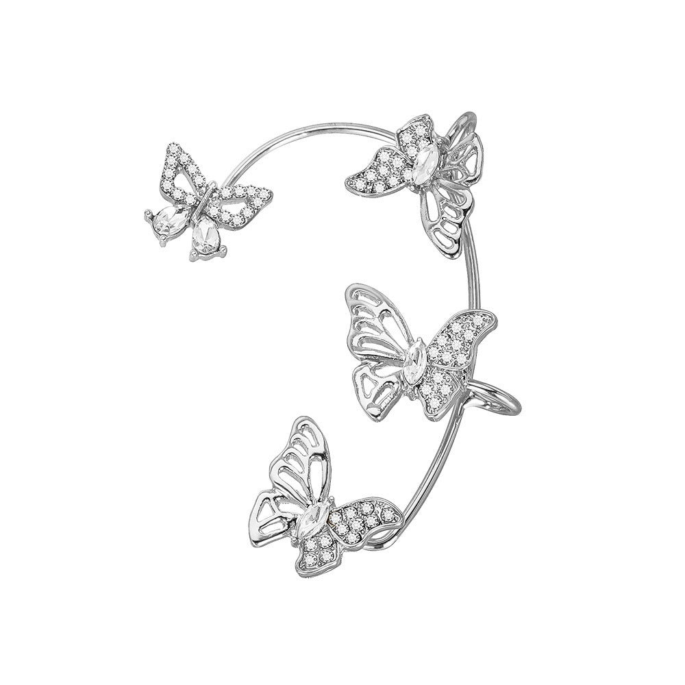 Women'S Elegant Butterfly Ear Cuffs - No-Piercing Ear Hooks, Synthetic Gemstone Accents, Everyday & Formal Jewelry for Parties, Weddings, Everyday Outfits - Non-Piercing Ear Clips for Sensitive Light Beige, Party Accessories, ferrersa