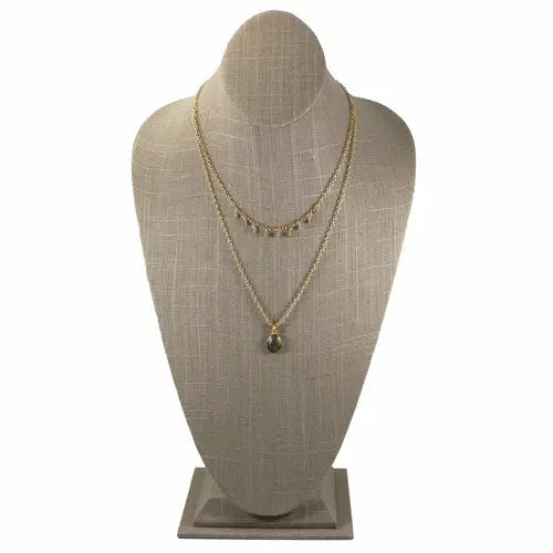 Labradorite Layered Pendant and Beads Necklace ferrersa
