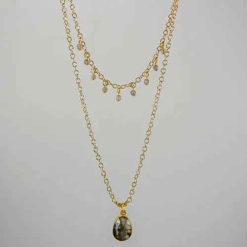 Labradorite Layered Pendant and Beads Necklace ferrersa