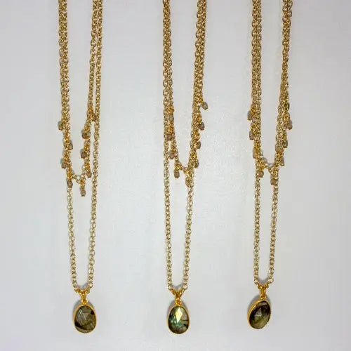 Labradorite Layered Pendant and Beads Necklace ferrersa