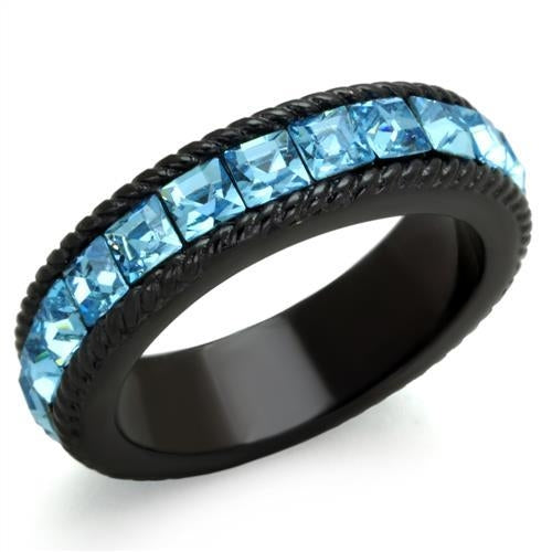 TK1867 - IP Black(Ion Plating) Stainless Steel Ring with Top Grade ferrersa