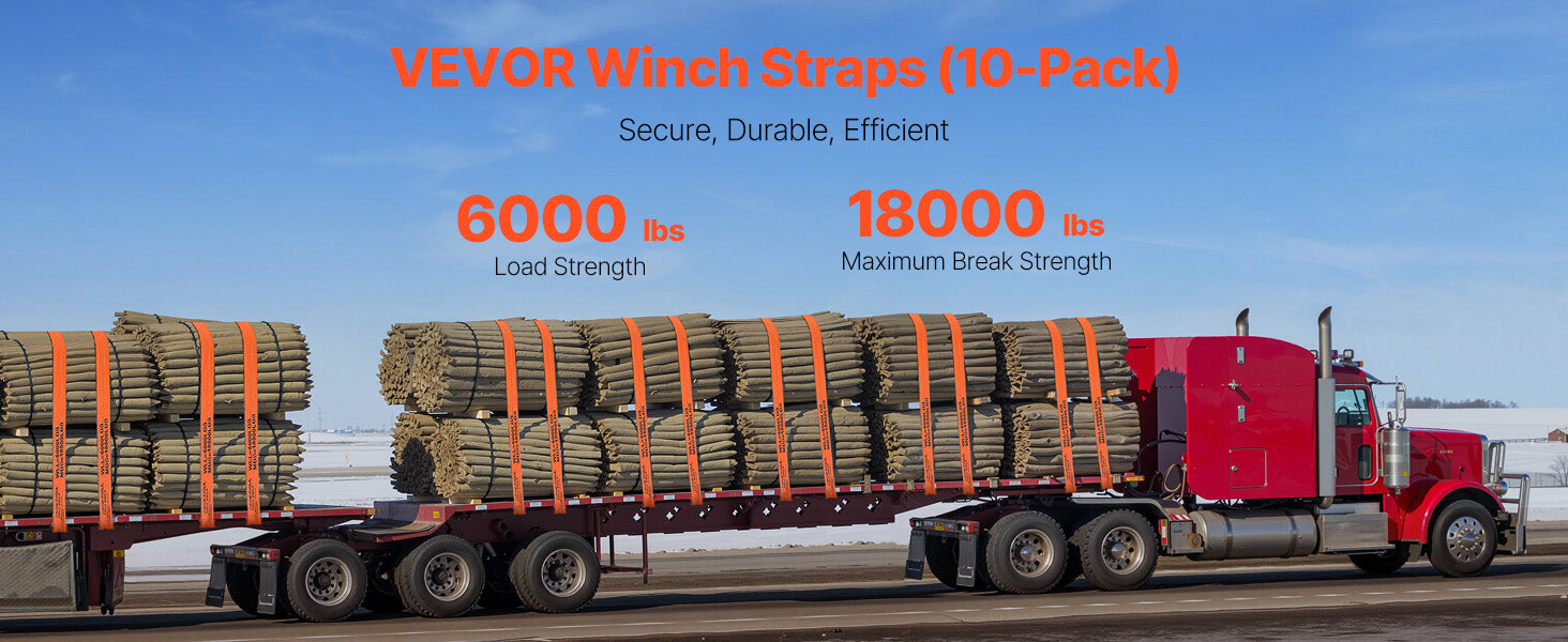 SucceBuy 10Pack Winch Truck Straps 4in x 30ft with Flat Hook 18000lbs Cargo Tie-Down Trailer Straps for Flatbeds Farms & Rescues ferrersa